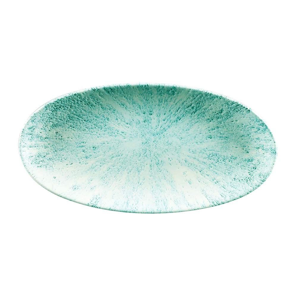 Churchill Oval Studio Prints® Chef's Plate - 11 3/4" x 5 7/8", Ceramic, Aquamarine (STAMOV301)