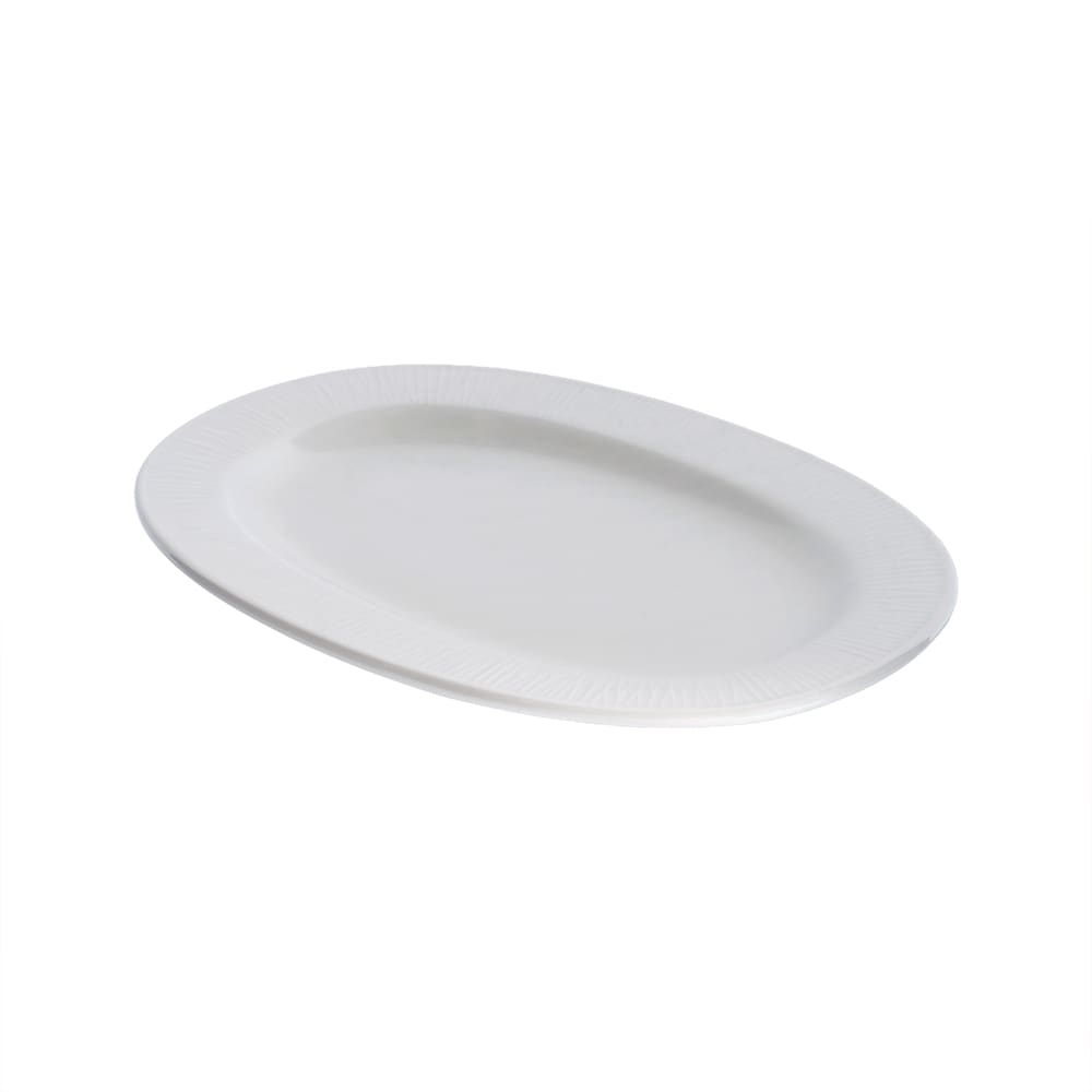 Churchill 11" Oval Bamboo Plate - Ceramic, White (WHBALR111)