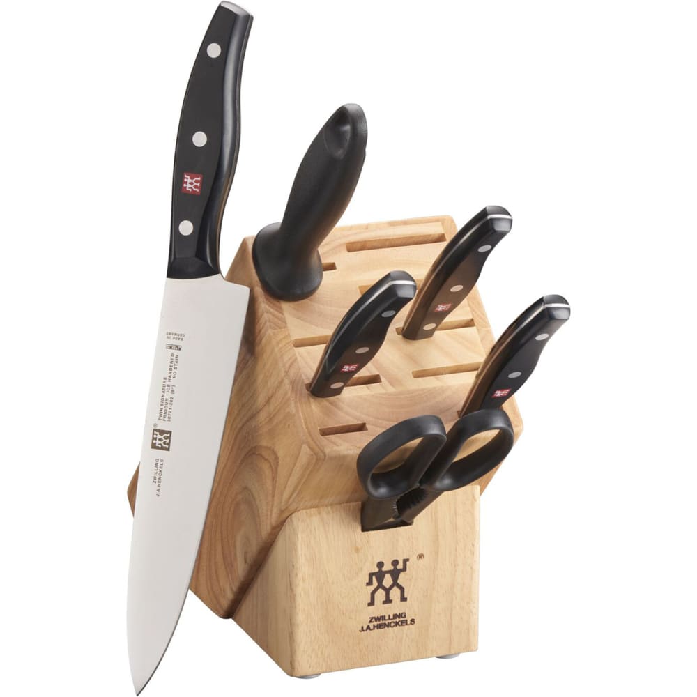 Zwilling 1011717 Twin Signature 7 Piece Knife Set w/ Birchwood Block