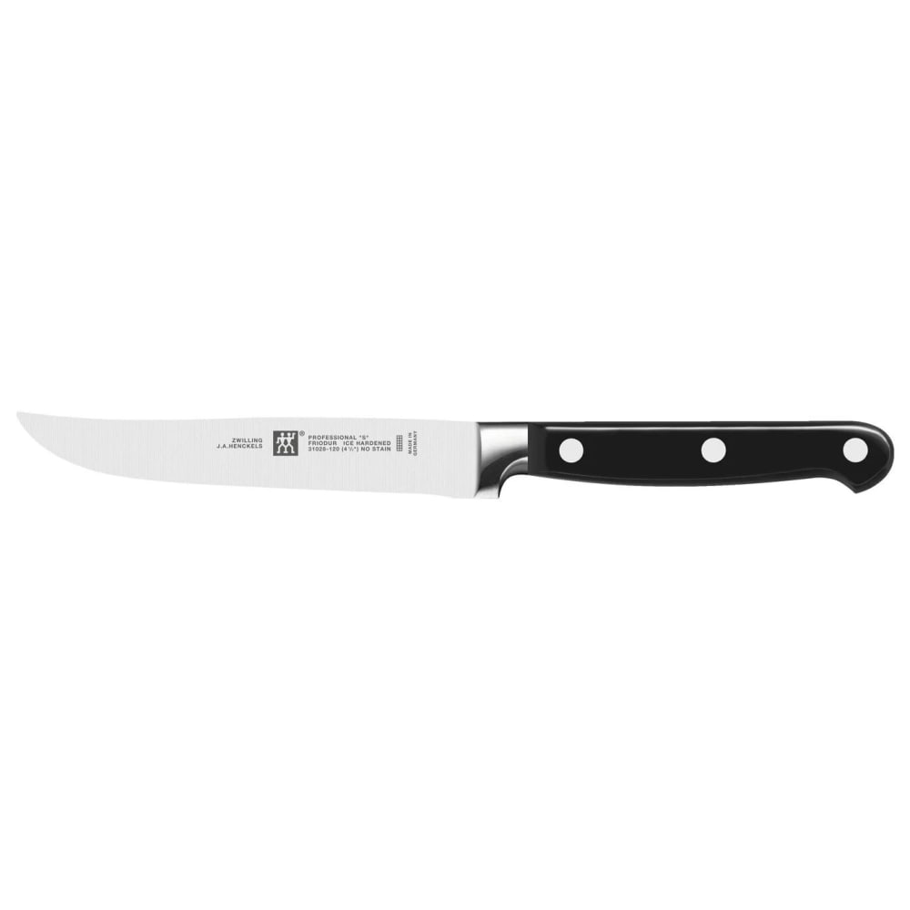 Zwilling 1001504 4 1/2" Steak Knife w/ Black Plastic Handle, High Carbon Stainless Steel