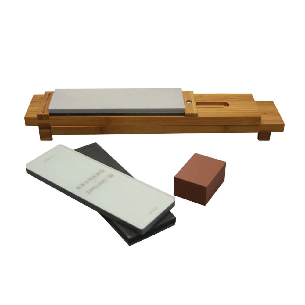 Zwilling 1020557 6 Piece Water Stone Sharpening Set, Glass/Bamboo