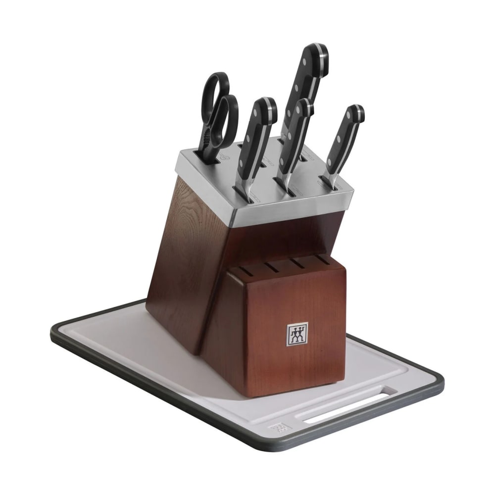 Zwilling 35674-000 Pro 7 Piece Knife Set w/ Self Sharpening Wood Block & Plastic Cutting Board