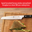 Zwilling 1002801 8" Bread Knife w/ Black Plastic Handle, High Carbon Stainless Steel thumbnail 7