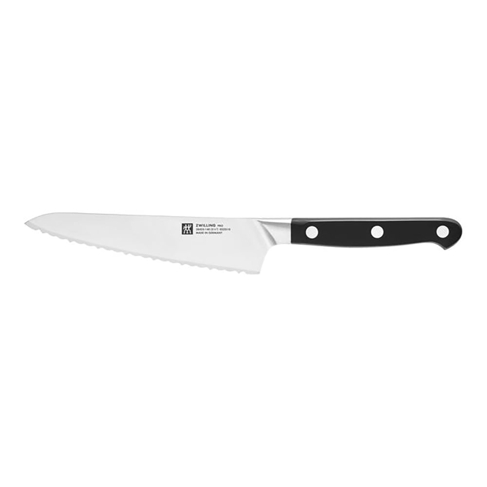 Zwilling 1002858 5 1/2" Serrated Prep Knife w/ Black Plastic Handle, High Carbon Stainless Steel