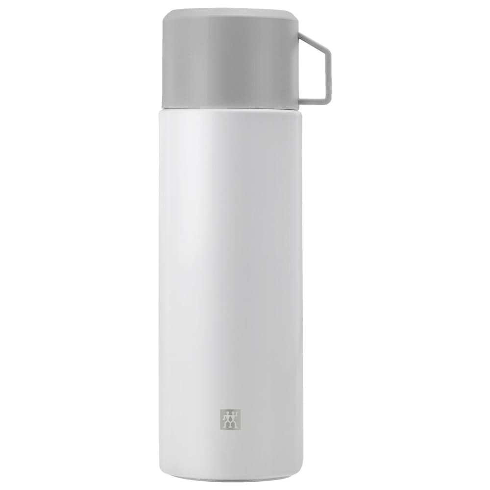 Zwilling 1007755 34 oz Thermo Beverage Bottle w/ Cup Lid, White/Gray