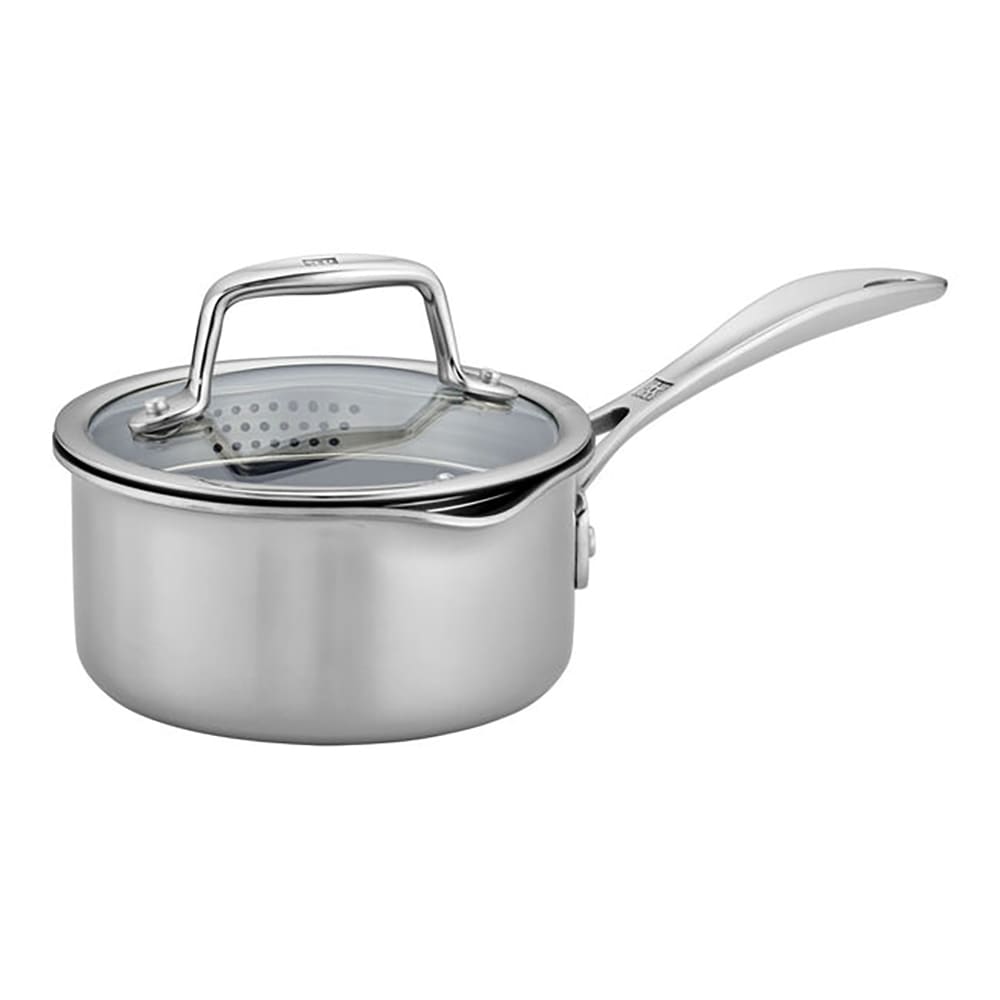 Zwilling 1017265 1 qt Saucepan w/ Glass Strainer Lid, Nonstick Stainless w/ Aluminum Core