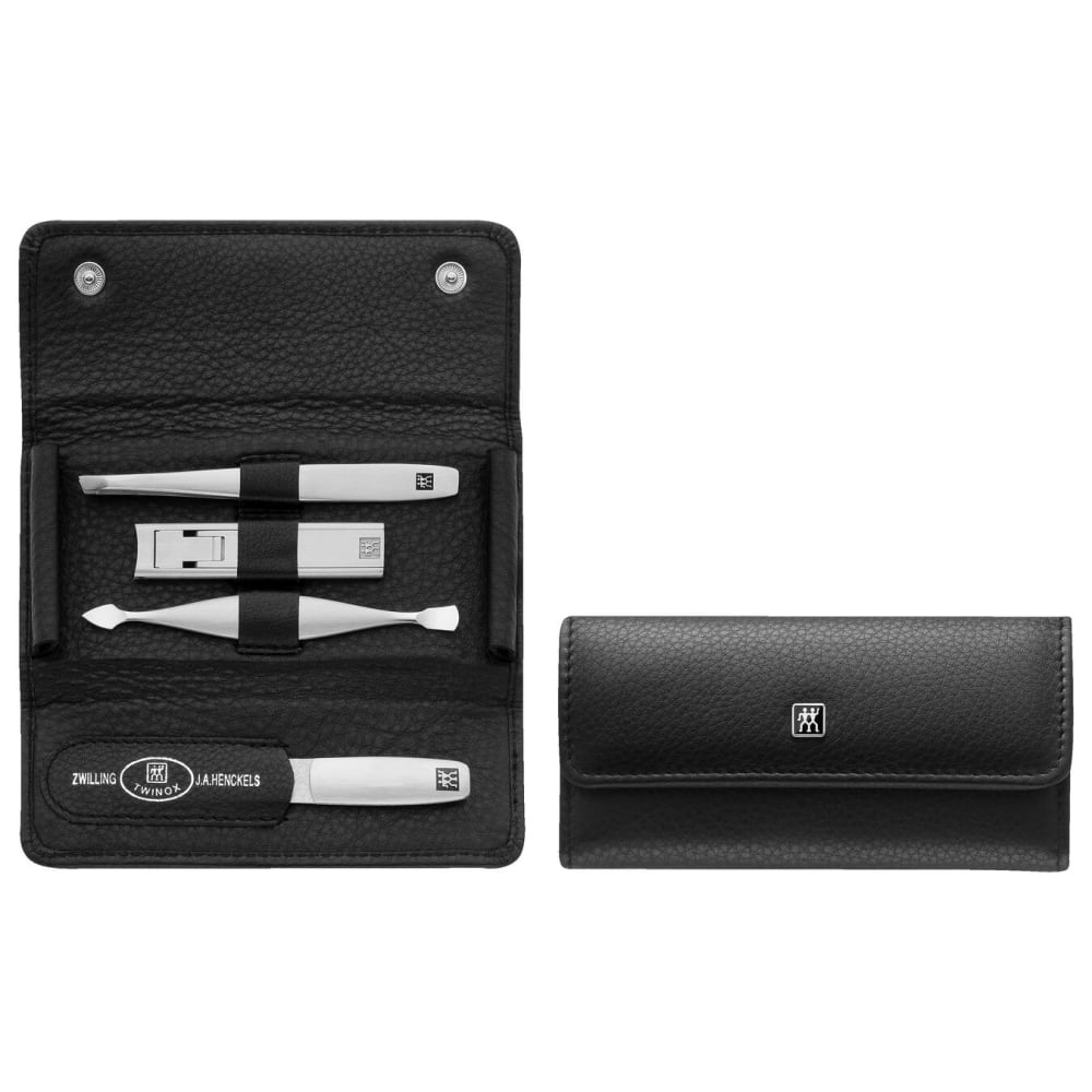 Zwilling 1007461 4 Piece Travel Grooming Kit w/ Black Leather Case