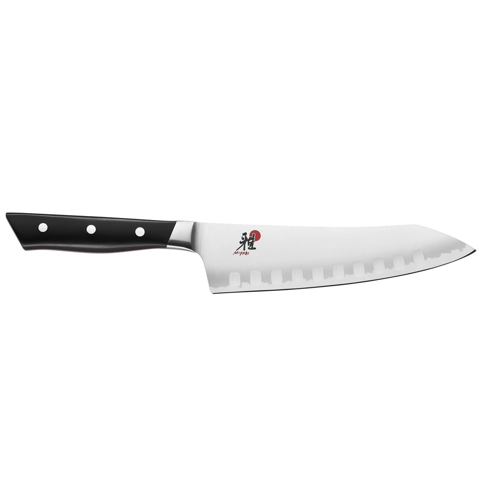 Miyabi 1019687 7" Rocking Santoku Knife w/ Black Plastic Handle, Carbide Stainless Steel