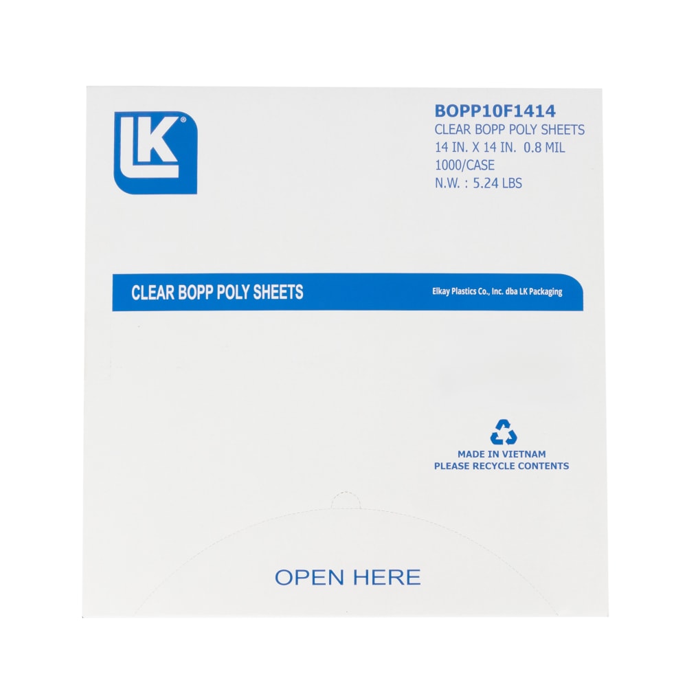 LK Packaging Food Wrapping Sheets - 14" x 14", Polypropylene (BOPP10F1414)