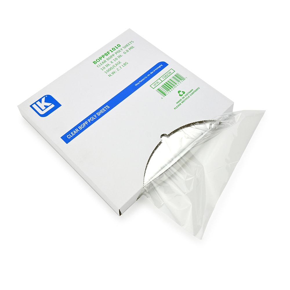 LK Packaging Food Wrapping Sheets - 10" x 10", Polypropylene (BOPP8F1010)