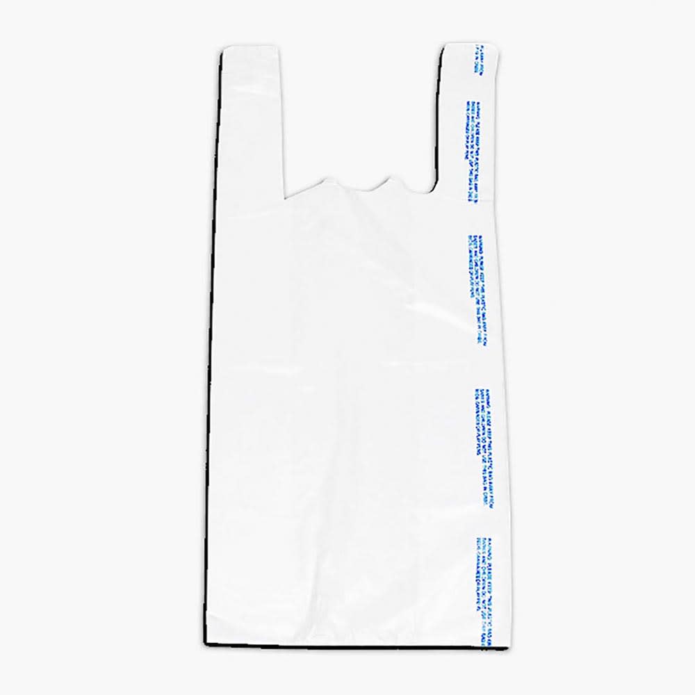 LK Packaging Plastronic® T-Shirt Bag w/ Handle - 23"L x 9"W x 5" SG, 0.6 mil HDPE, White (CT1423W)