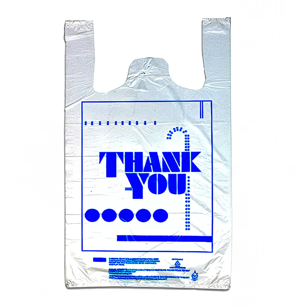 LK Packaging "Thank You" T-Shirt Bag - 19"L x 10"W x 5" SG, 0.47 mil HDPE, White (CT1520TY)