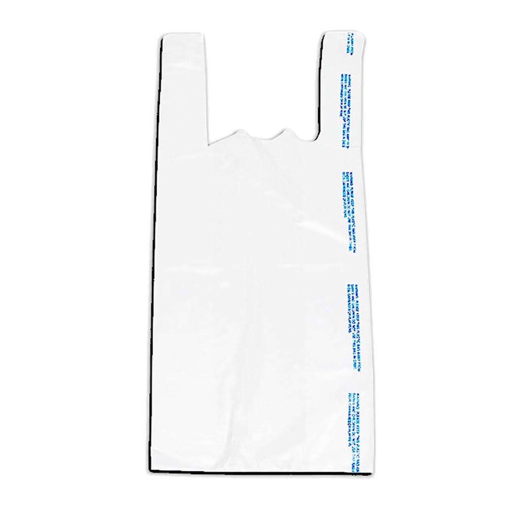 LK Packaging Economy Snap-Eze™ T-Shirt Bag w/ Handle - 23"L x 12"W x 6" SG, 0.65 mil HDPE, White (CT1824W)