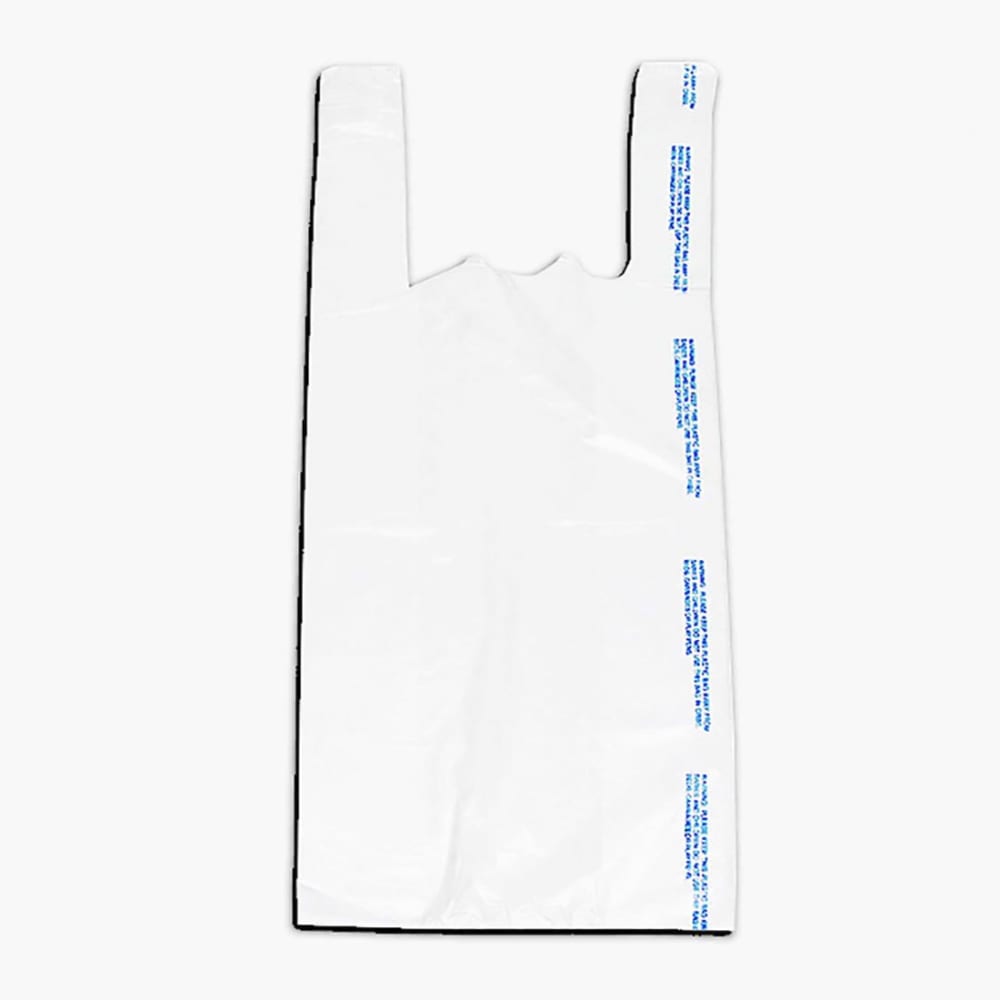 LK Packaging Plastronic® T-Shirt Bag w/ Handle - 24"L x 12"W x 8" SG, 0.65 mil HDPE, White (CT2024W)