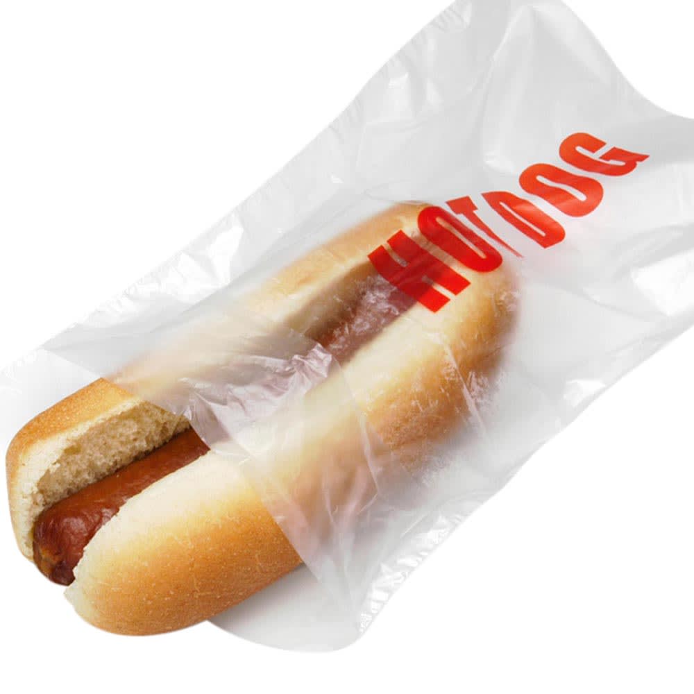 LK Packaging Printed Hot Dog Bag - 8" x 5 1/4", Poly (DP5258HDG)