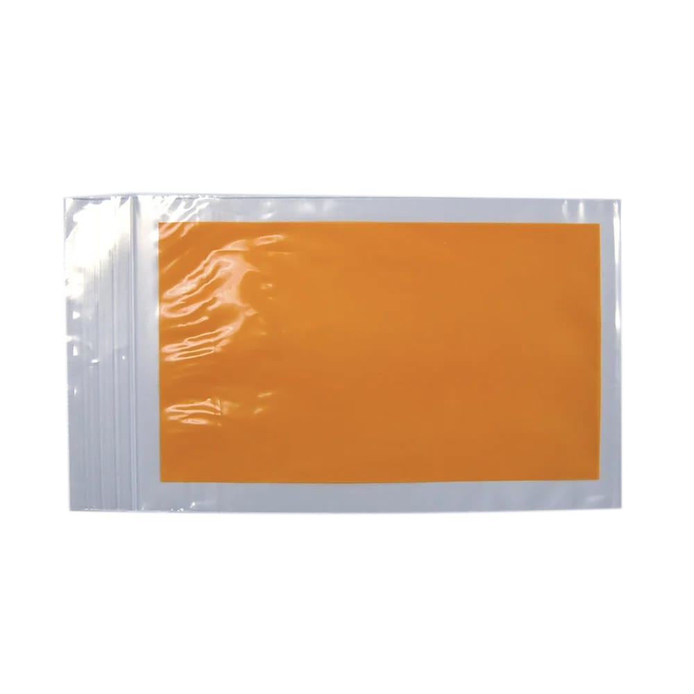 LK Packaging Resealable Orange Block Bag - 6"L x 4"W, 2 mil LDPE, Clear w/ Print (F20406OB)