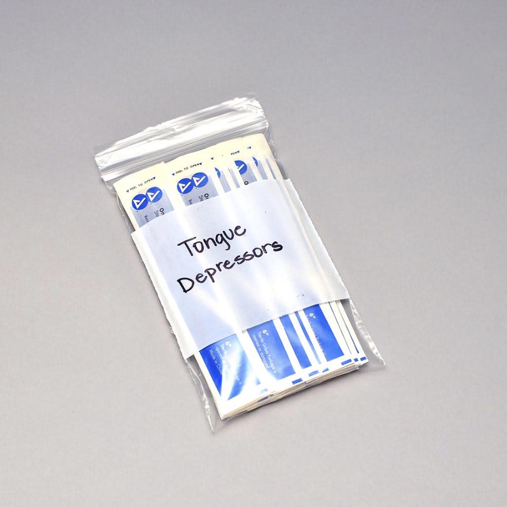 LK Packaging Zipper Seal Top Bag w/ Write-On Block - 8"L x 4"W, 2 mil LDPE, Clear (F20408W)