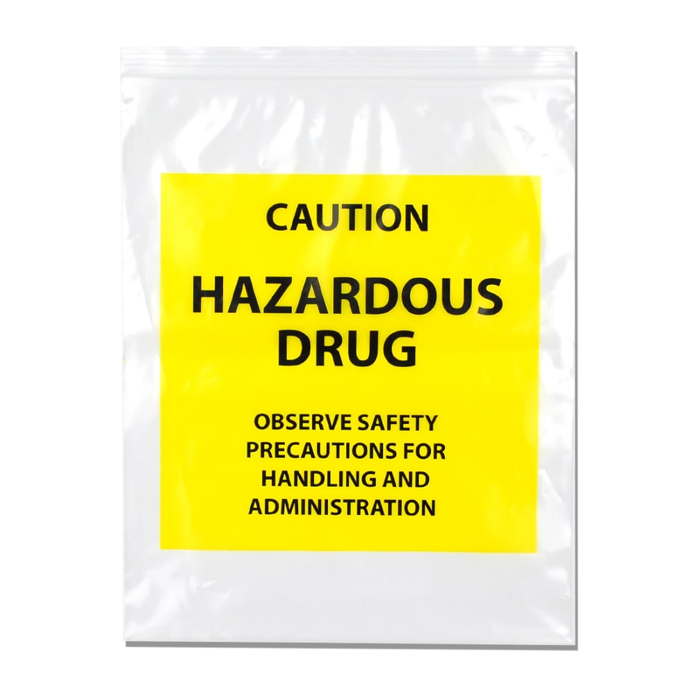 LK Packaging Hazardous Drug Bags w/ Seal Top Closure - 4" x 6", LDPE, Clear w/ Print (F40406HDB)