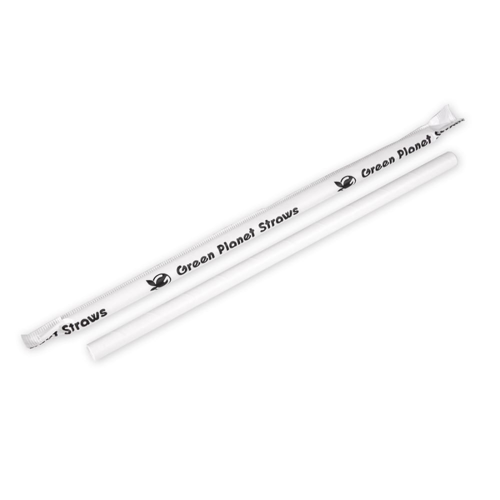 LK Packaging 7 3/4" Wrapped Paper Straw, White (GPSG775)