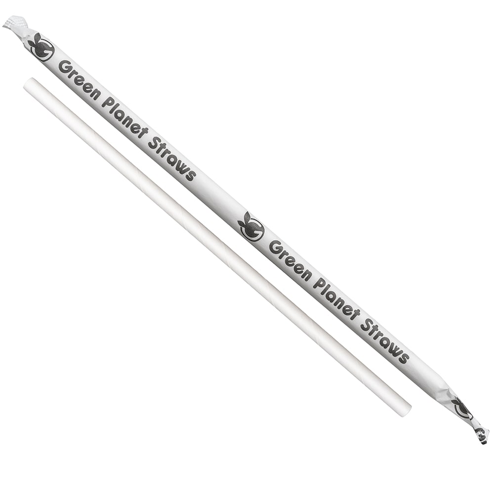 LK Packaging 7 3/4" Wrapped Jumbo Paper Straw, White (GPSJ775)