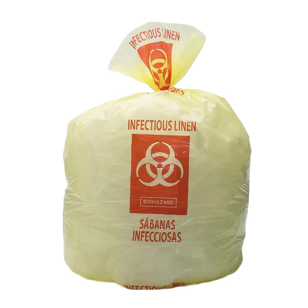 LK Packaging Liner Bags for Biohazard Waste Cans - 43"L x 31"W, 0.55 mil HDPE, Yellow (HD33YE)