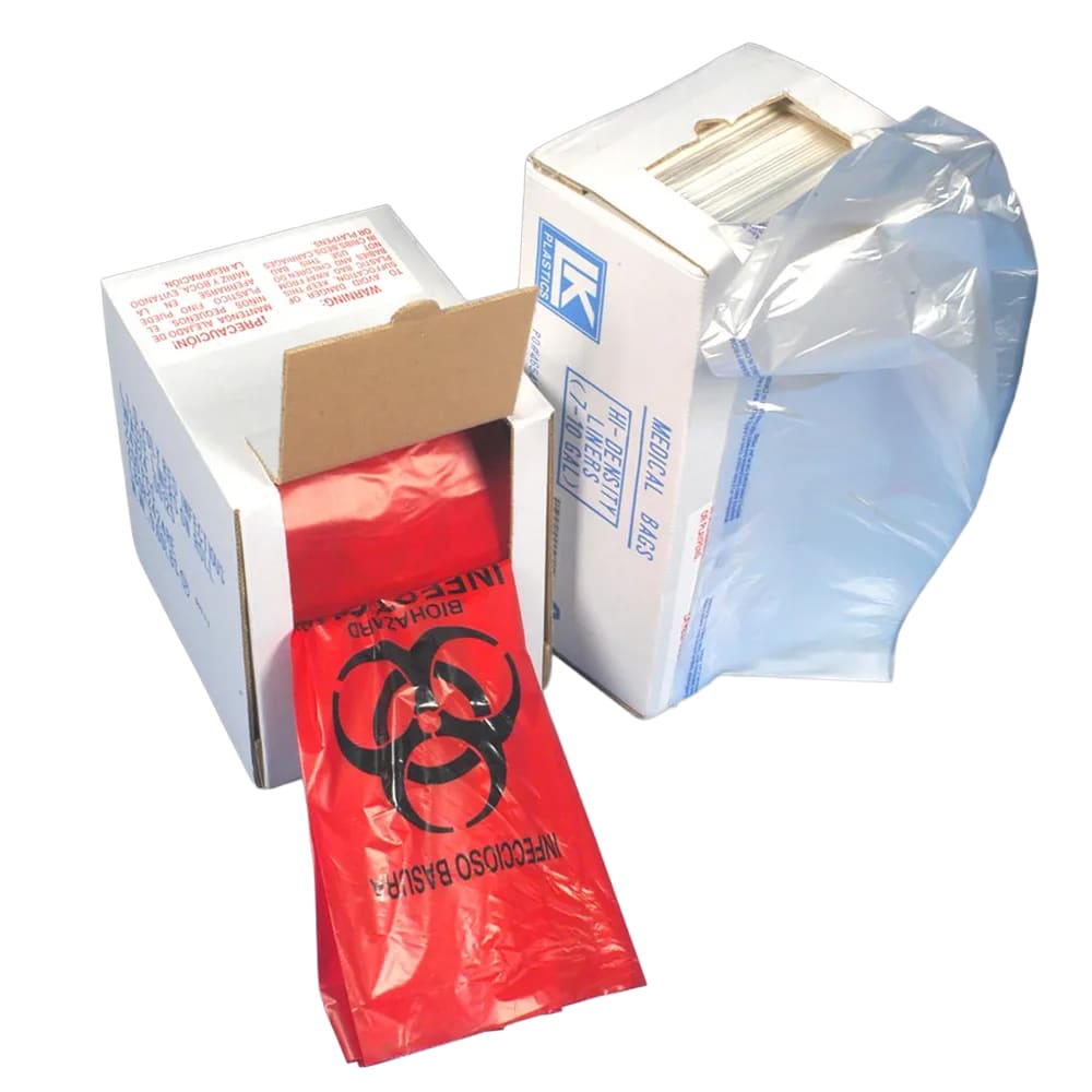 LK Packaging Liner Bags for Biohazard Waste Cans - 46"L x 40"W, 1.5 mil LDPE, Red (LBOR4046RE)