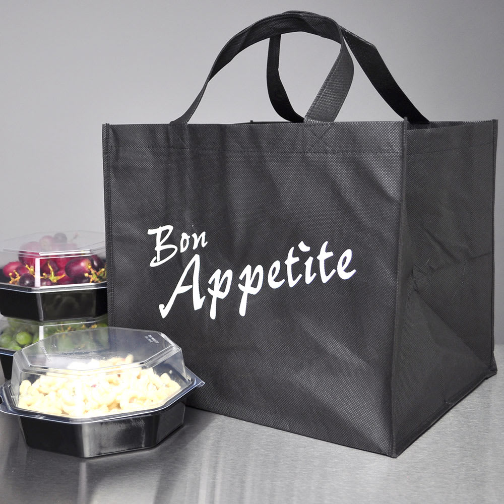 LK Packaging Non-Woven Catering/Take-Out Bag - 14" x 12" x 12", Poly, Black (NW141212)
