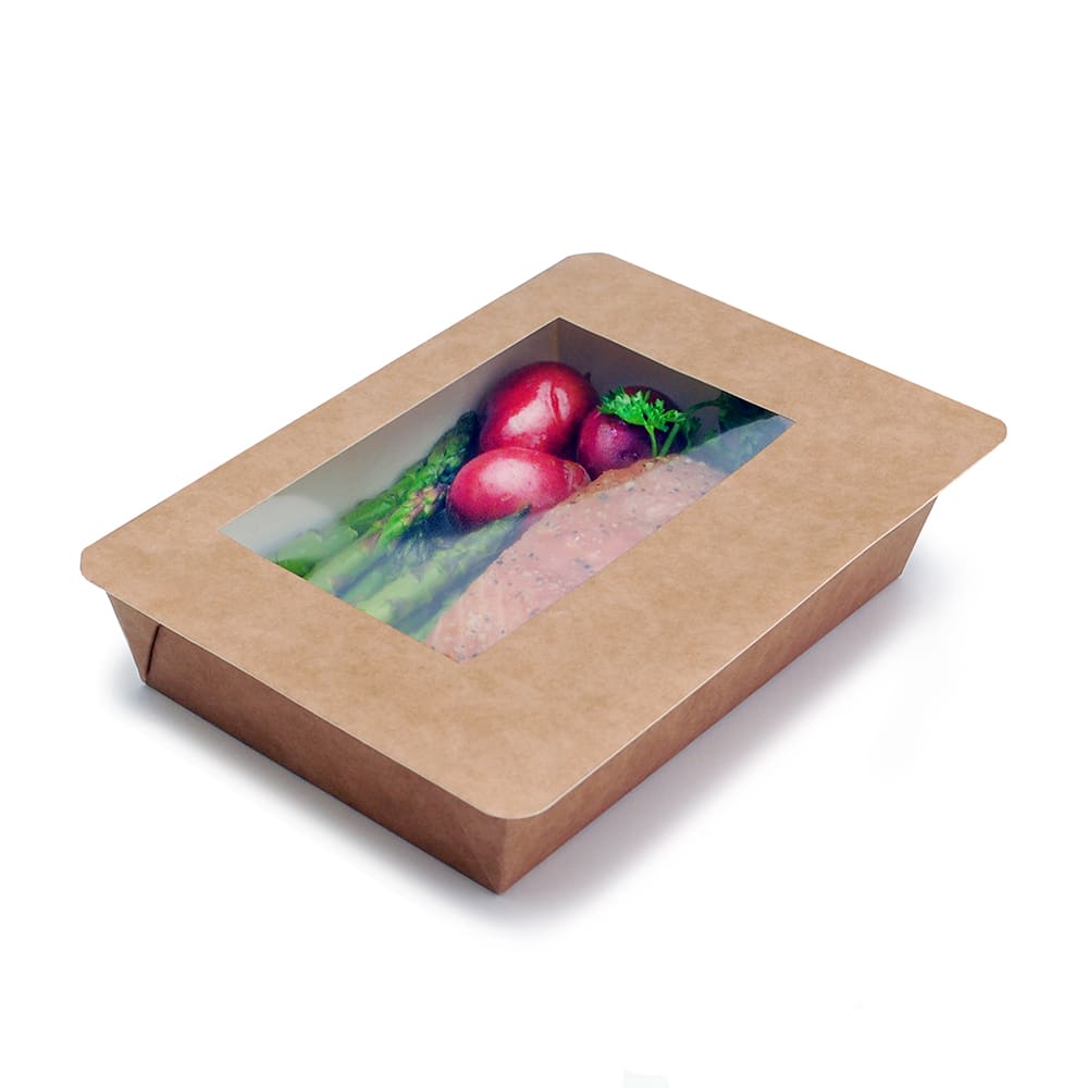 LK Packaging Ready. Chef. Go!® Machine Sealable Dual-Ovenable Container w/ Clear Window, 7 1/2" x 5 1/2" (RCG-HSLDOBOX)