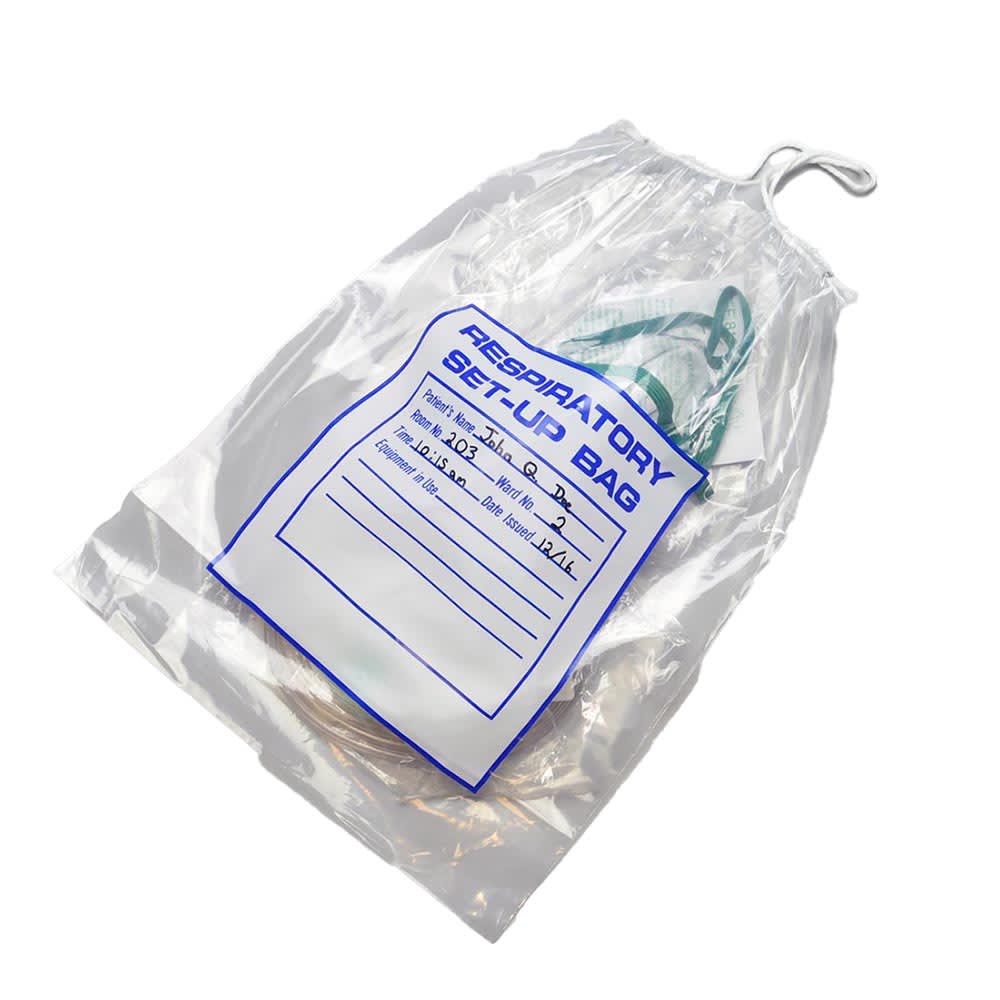 LK Packaging Respiratory Setup Bag w/ Drawstring Closure - 16" x 12", Polyethylene, Clear (RDS21216)