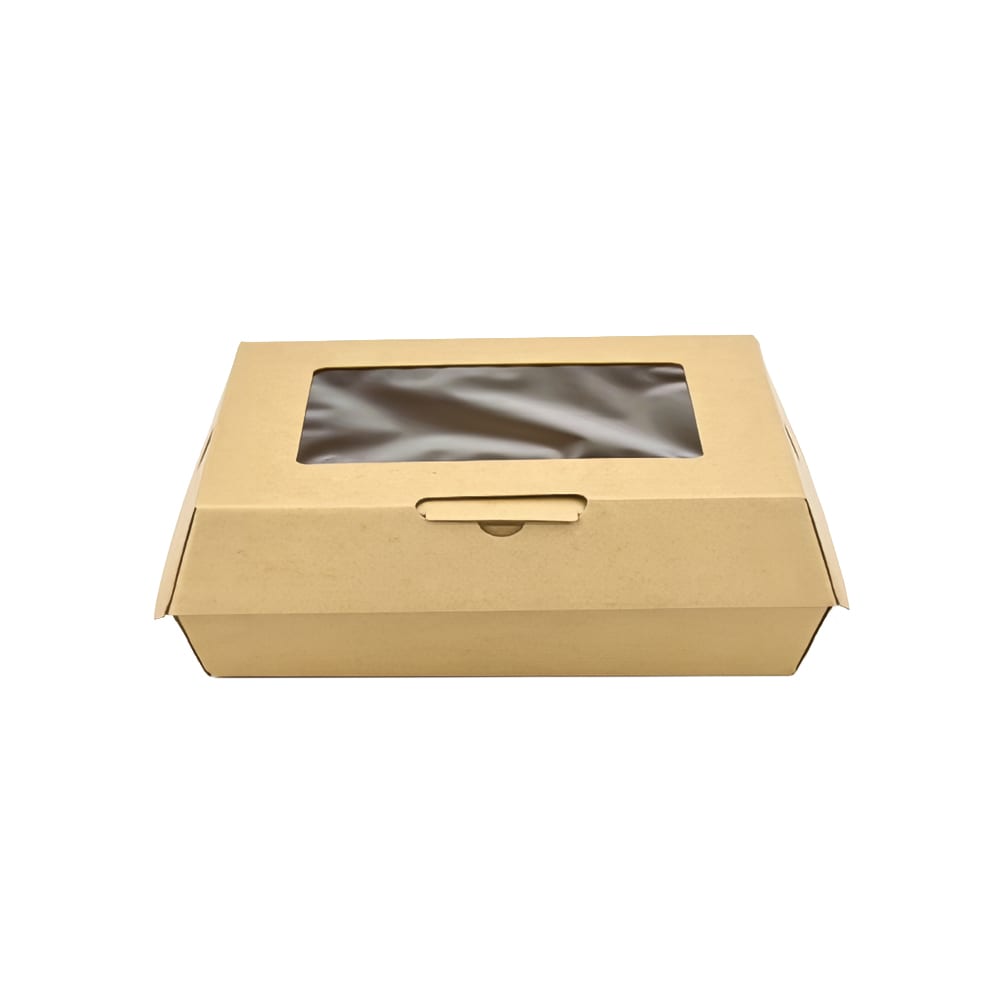 LK Packaging #ReadyFresh® To Go Container w/ Window - 10 3/8" x 9 1/4" x 3 5/8", Kraft (RF-TGWXL)