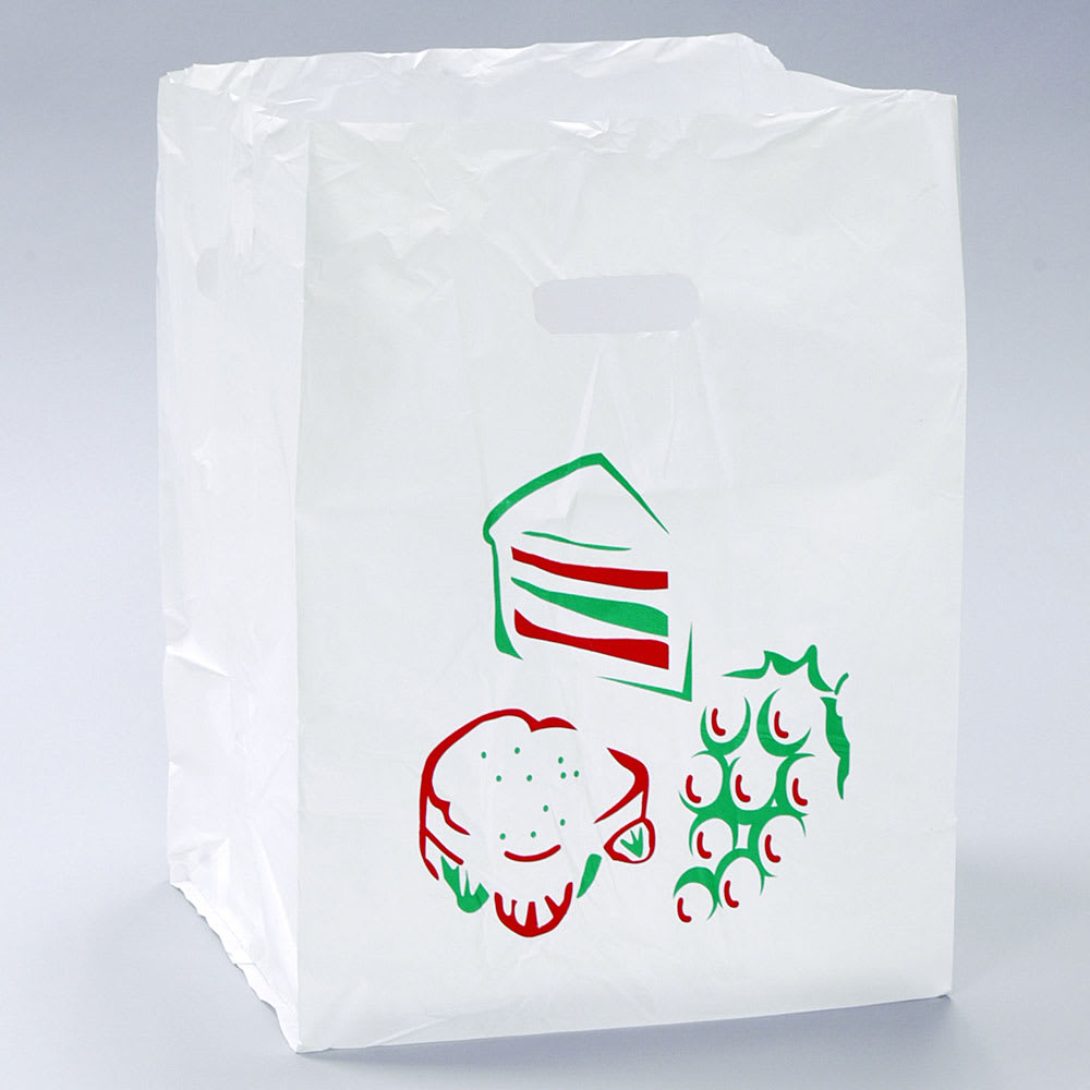 LK Packaging Printed Poly Take-Out Bag w/ Handles - 16" x 12" x 10", White (TO121016)