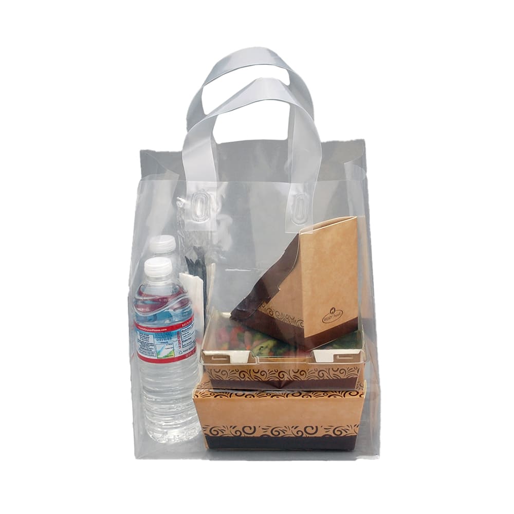 LK Packaging Fast Take® Poly Take Out Bag w/ Handles - 9 3/4" x 6 1/4" x 11 1/2", Clear (TO96116)