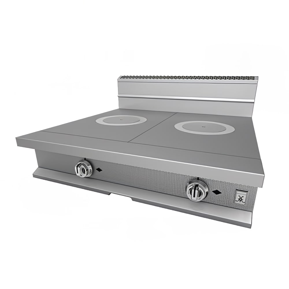 Hestan 36" Gas Hotplate w/ (2) French Top Burners & Manual Controls, Liquid Propane (HFT362 LP)