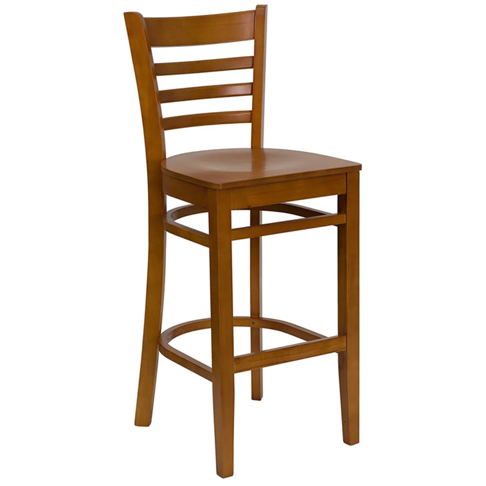 Flash Furniture XU-DGW0005BARLAD-CHY-GG Bar Stool w/ Ladder Back & Solid Wood Seat, Cherry
