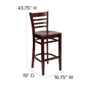 Flash Furniture XU-DGW0005BARLAD-MAH-GG Bar Stool w/ Ladder Back & Wood Seat, Mahogany thumbnail 5