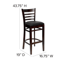 Flash Furniture XU-DGW0005BARLAD-MAH-BLKV-GG Bar Stool w/ Ladder Back & Black Vinyl Seat, Mahogany thumbnail 5