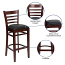 Flash Furniture XU-DGW0005BARLAD-MAH-BLKV-GG Bar Stool w/ Ladder Back & Black Vinyl Seat, Mahogany thumbnail 6