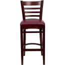 Flash Furniture XU-DGW0005BARLAD-MAH-BURV-GG Bar Stool w/ Ladder Back & Burgundy Vinyl Seat, Mahogany thumbnail 2