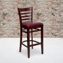 Flash Furniture XU-DGW0005BARLAD-MAH-BURV-GG Bar Stool w/ Ladder Back & Burgundy Vinyl Seat, Mahogany thumbnail 5