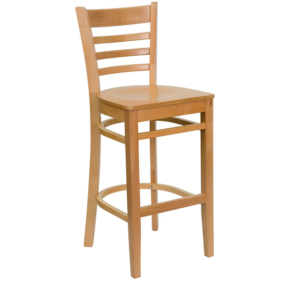 Flash Furniture XU-DGW0005BARLAD-NAT-GG Bar Stool w/ Ladder Back & Wood Seat, Natural