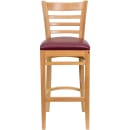 Flash Furniture XU-DGW0005BARLAD-NAT-BURV-GG Bar Stool w/ Ladder Back & Burgundy Vinyl Seat, Natural thumbnail 2