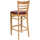 Flash Furniture XU-DGW0005BARLAD-NAT-BURV-GG Bar Stool w/ Ladder Back & Burgundy Vinyl Seat, Natural thumbnail 4