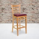 Flash Furniture XU-DGW0005BARLAD-NAT-BURV-GG Bar Stool w/ Ladder Back & Burgundy Vinyl Seat, Natural thumbnail 5