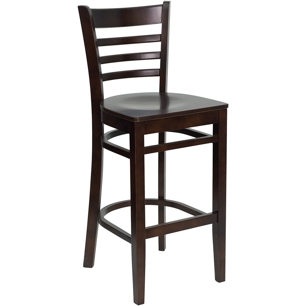 Flash Furniture XU-DGW0005BARLAD-WAL-GG Bar Stool w/ Ladder Back & Wood Seat, Walnut