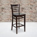 Flash Furniture XU-DGW0005BARLAD-WAL-GG Bar Stool w/ Ladder Back & Wood Seat, Walnut thumbnail 6