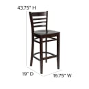 Flash Furniture XU-DGW0005BARLAD-WAL-GG Bar Stool w/ Ladder Back & Wood Seat, Walnut thumbnail 7