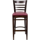 Flash Furniture XU-DGW0005BARLAD-WAL-BURV-GG Bar Stool w/ Ladder Back & Burgundy Vinyl Seat, Walnut thumbnail 2