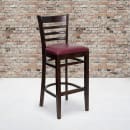 Flash Furniture XU-DGW0005BARLAD-WAL-BURV-GG Bar Stool w/ Ladder Back & Burgundy Vinyl Seat, Walnut thumbnail 5