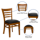 Flash Furniture XU-DGW0005LAD-CHY-BLKV-GG Restaurant Chair w/ Ladder Back & Black Vinyl Seat - Beechwood, Cherry Finish thumbnail 8