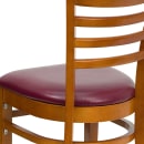 Flash Furniture XU-DGW0005LAD-CHY-BURV-GG Restaurant Chair w/ Ladder Back & Burgundy Vinyl Seat - Beechwood, Cherry Finish thumbnail 5